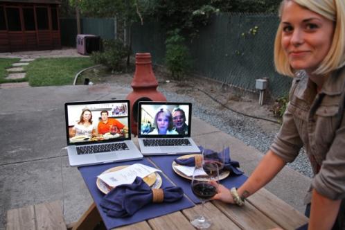 Virtual Dinner Party Jenna on skype with friends and family
